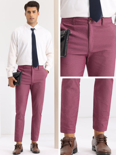 Dress Pants for Men's Slim Fit Flat Front Business Prom Skinny Tapered Chino Trousers
