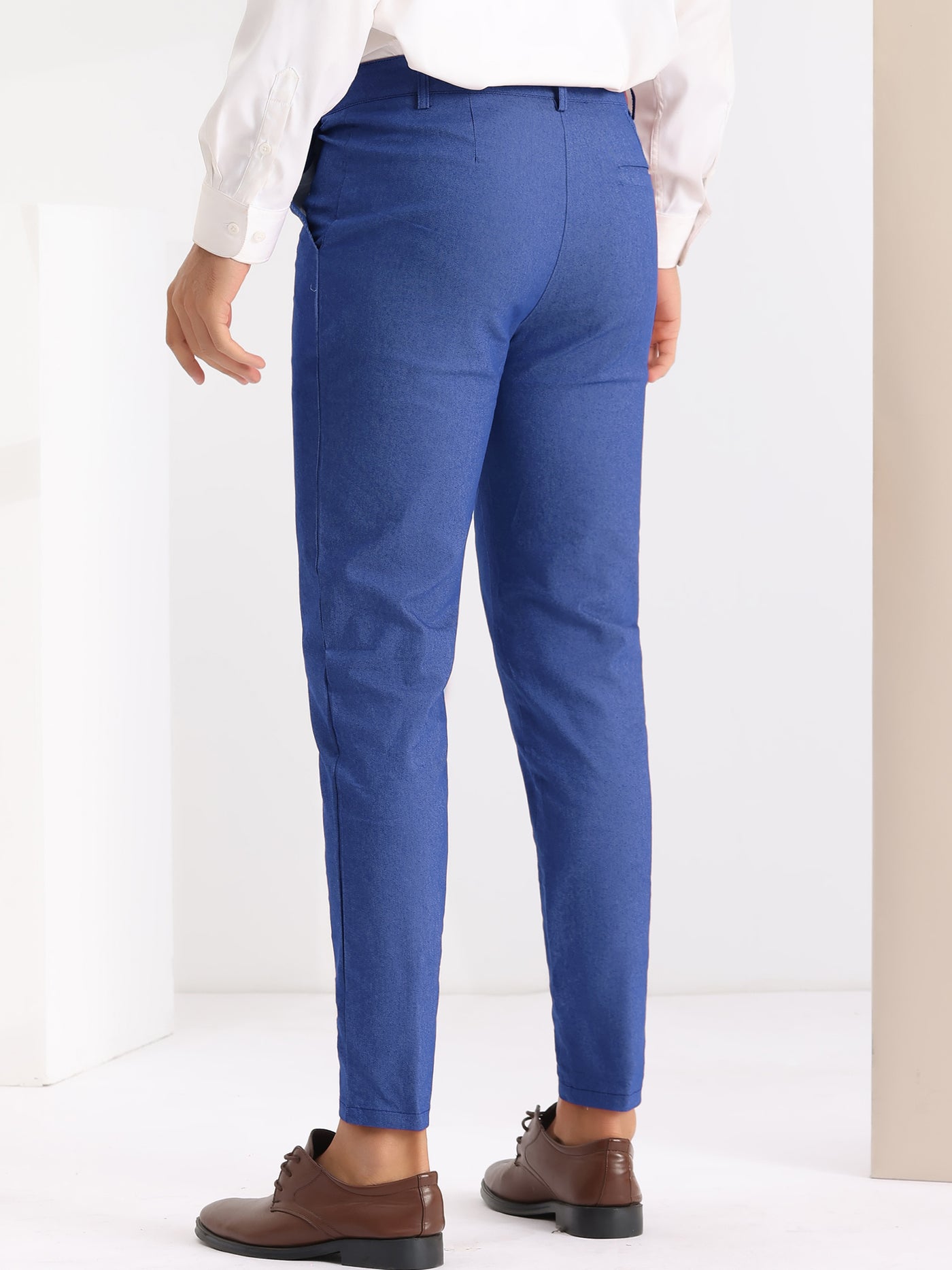 Bublédon Dress Pants for Men's Slim Fit Flat Front Business Prom Skinny Tapered Chino Trousers