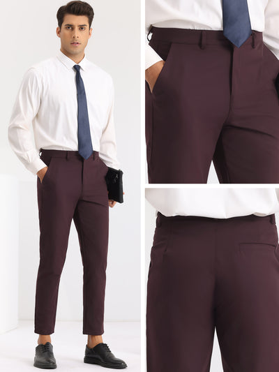 Slim Fit Flat Front Work Office Tapered Chino Dress Pants