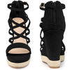 Platform Denim Strappy Wedge Heel Sandals for Women