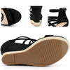 Platform Denim Strappy Wedge Heel Sandals for Women