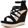 Platform Denim Strappy Wedge Heel Sandals for Women