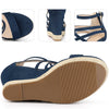 Platform Denim Strappy Wedge Heel Sandals for Women