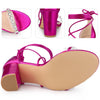 Crystal Rhinestones Strap Lace Up Chunky Heel Sandals for Women