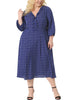 Plus Size Dress for Women Casual Elbow Sleeve Sweetheart Print Midi Ruffle Dresses