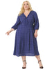 Plus Size Dress for Women Casual Elbow Sleeve Sweetheart Print Midi Ruffle Dresses