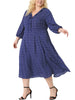 Plus Size Dress for Women Casual Elbow Sleeve Sweetheart Print Midi Ruffle Dresses