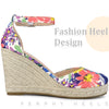 Platform Espadrilles Closed Toe Wedge Heel Sandals