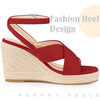 Platform Slingback Cross Straps Espadrilles Wedge Sandals for Women