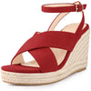 Platform Slingback Cross Straps Espadrilles Wedge Sandals for Women