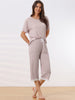 Womens Modal Loose Summer Pajama Set Lace Trim Short Sleeve Capri Pants Sleepwear