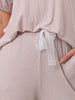 Womens Modal Loose Summer Pajama Set Lace Trim Short Sleeve Capri Pants Sleepwear
