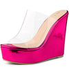 Platform Clear Strap Wedge Heel Slide Sandals for Women