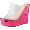 Platform Clear Strap Wedge Heel Slide Sandals for Women