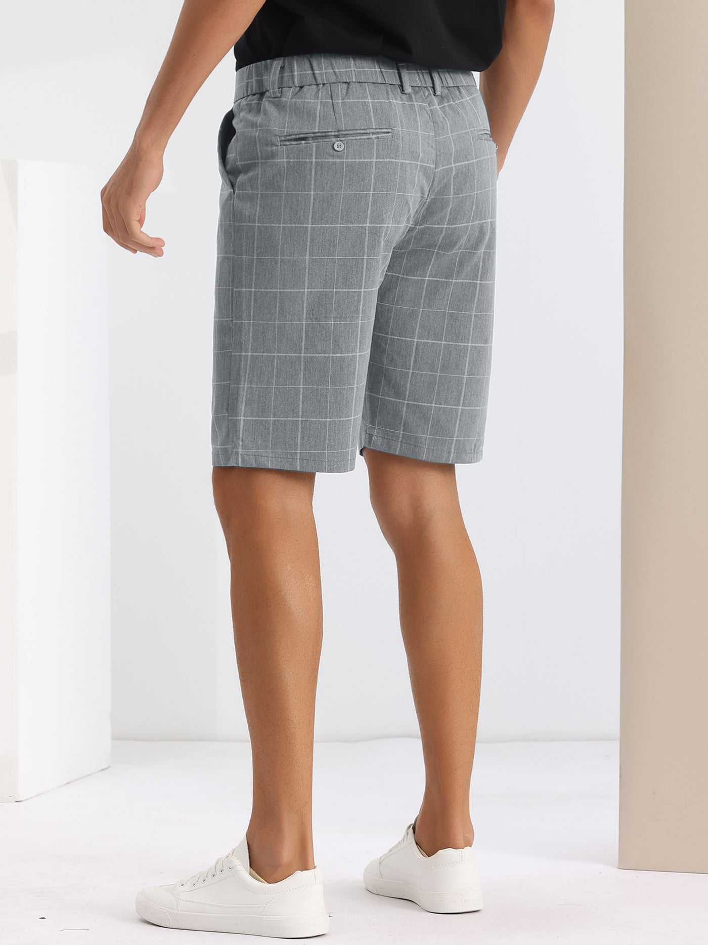 Bublédon Plaid Formal Flat Front Classic Checked Dress Shorts