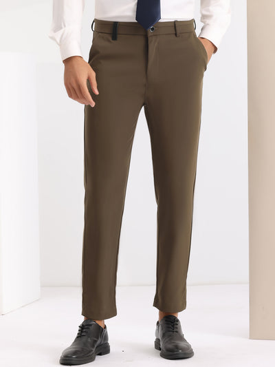 Slim Fit Dress Pants for Men's Solid Color Flat Front Formal Trouser