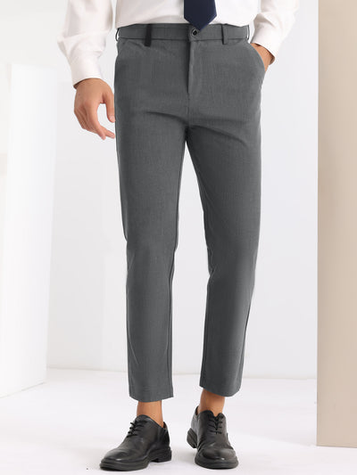 Bublédon Slim Fit Dress Pants for Men's Solid Color Flat Front Formal Trouser