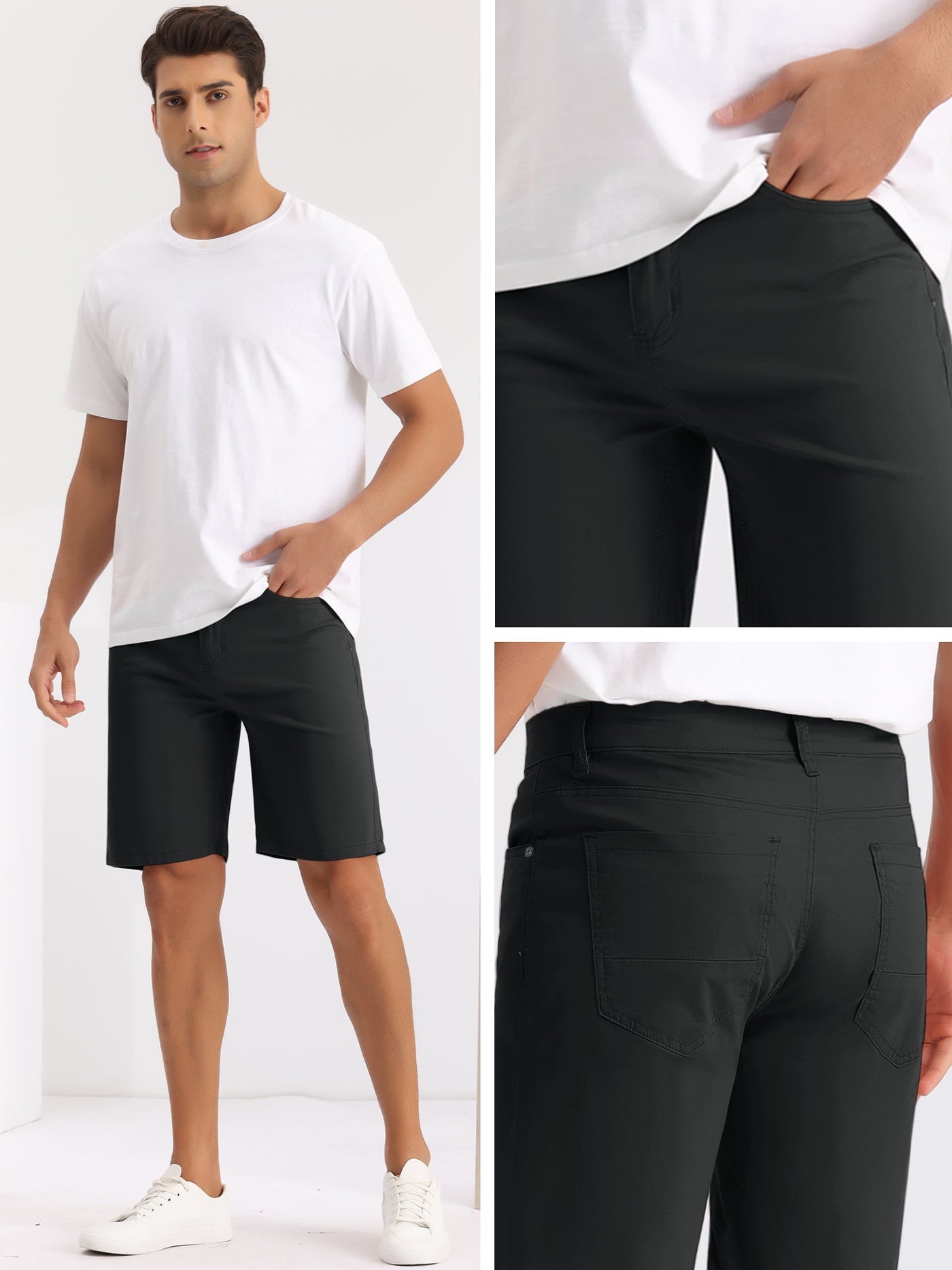 Bublédon Flat Front Shorts for Men's Classic Fit Summer Business Dress Chino Short