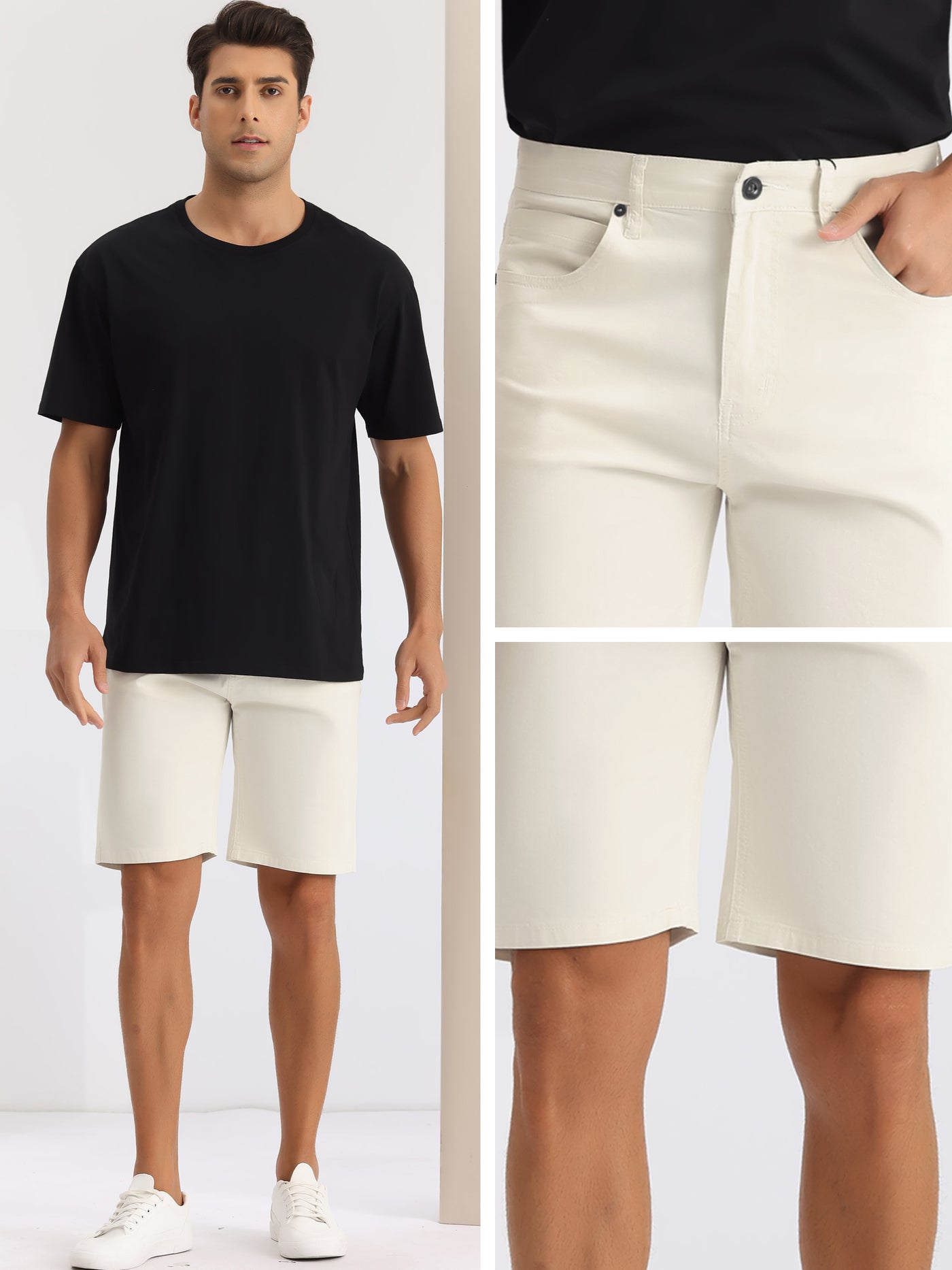 Bublédon Flat Front Shorts for Men's Classic Fit Summer Business Dress Chino Short