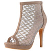 Platform Peep Toe Mesh Back Zip Stiletto Heel Sandal for Women