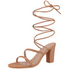Strappy Lace Up Open Toe Block Heel Sandals for Women