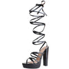 Platform Lace Up Block Heels Sandals for Women