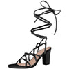 Strappy Lace Up Slingback Chunky Heels Sandal for Women