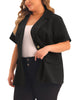 Plus Size Casual Short Sleeve Notched Lapel Button Work Office Blazer