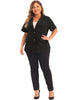 Plus Size Casual Short Sleeve Notched Lapel Button Work Office Blazer