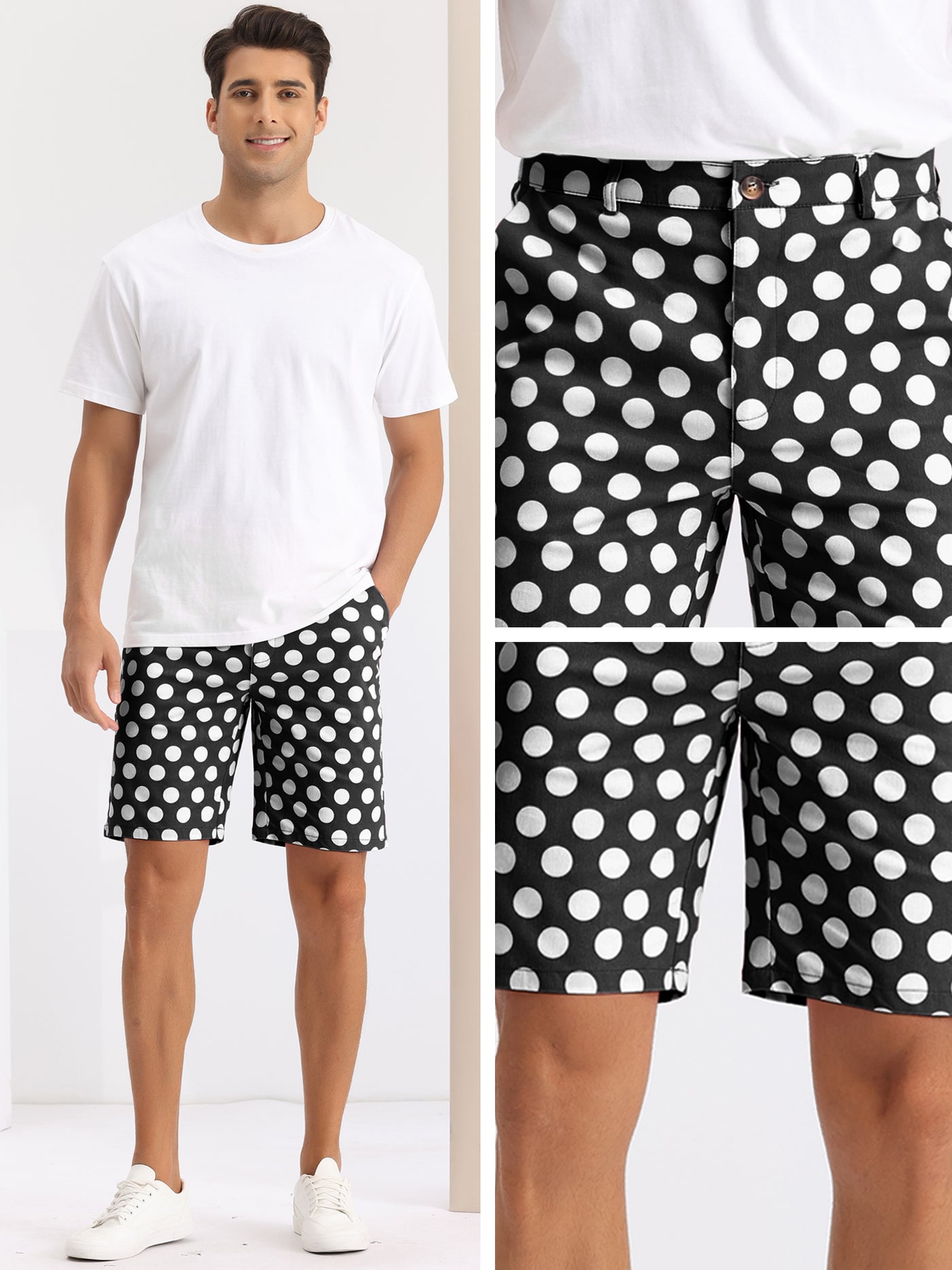 Bublédon Polka Dots Summer Business Flat Front Dress Golf Shorts