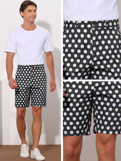 Polka Dots Summer Comfort Flat Front Patterned Chino Shorts
