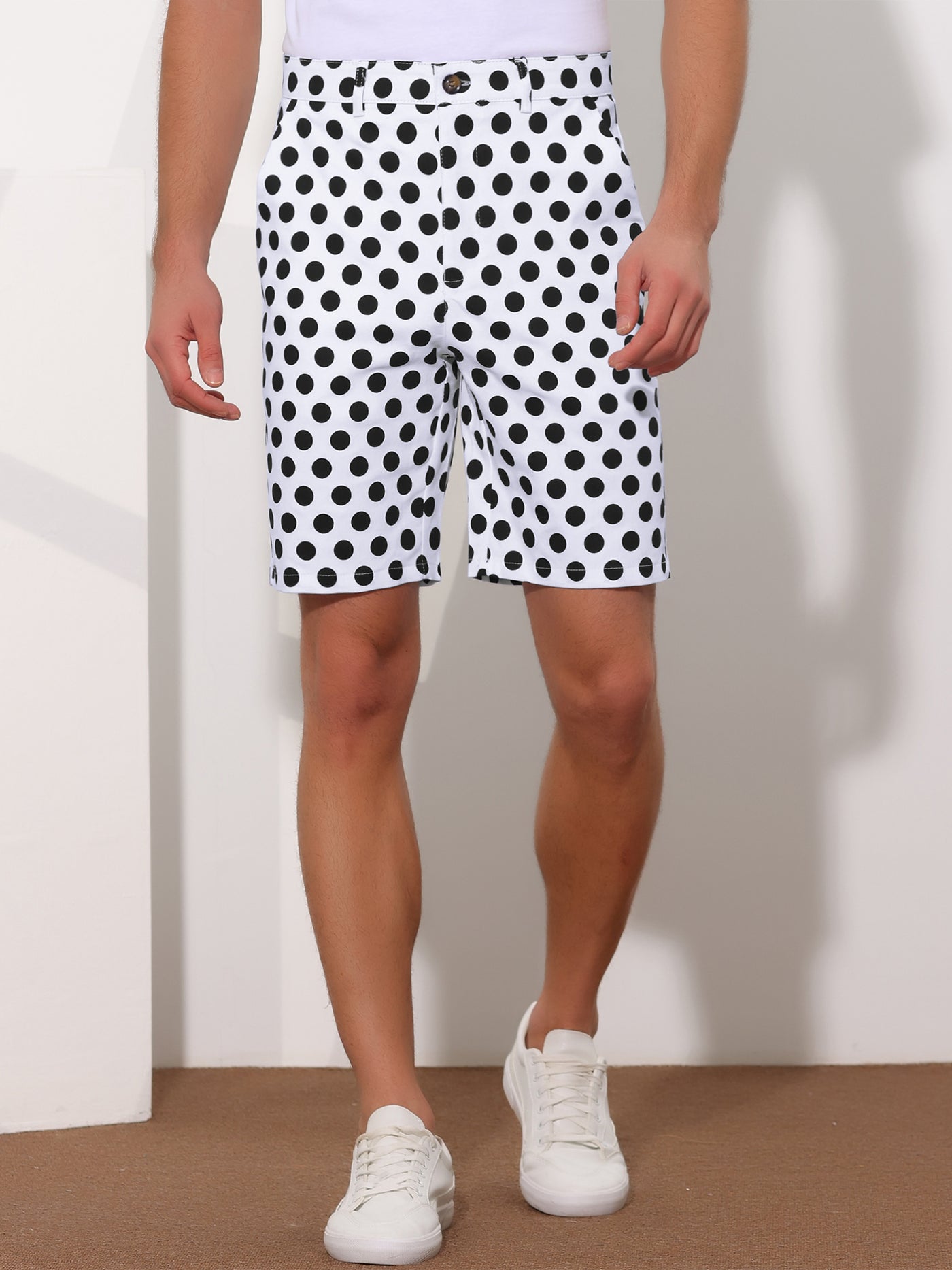 Bublédon Polka Dots Summer Comfort Flat Front Patterned Chino Shorts
