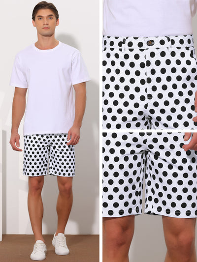 Polka Dots Summer Comfort Flat Front Patterned Chino Shorts