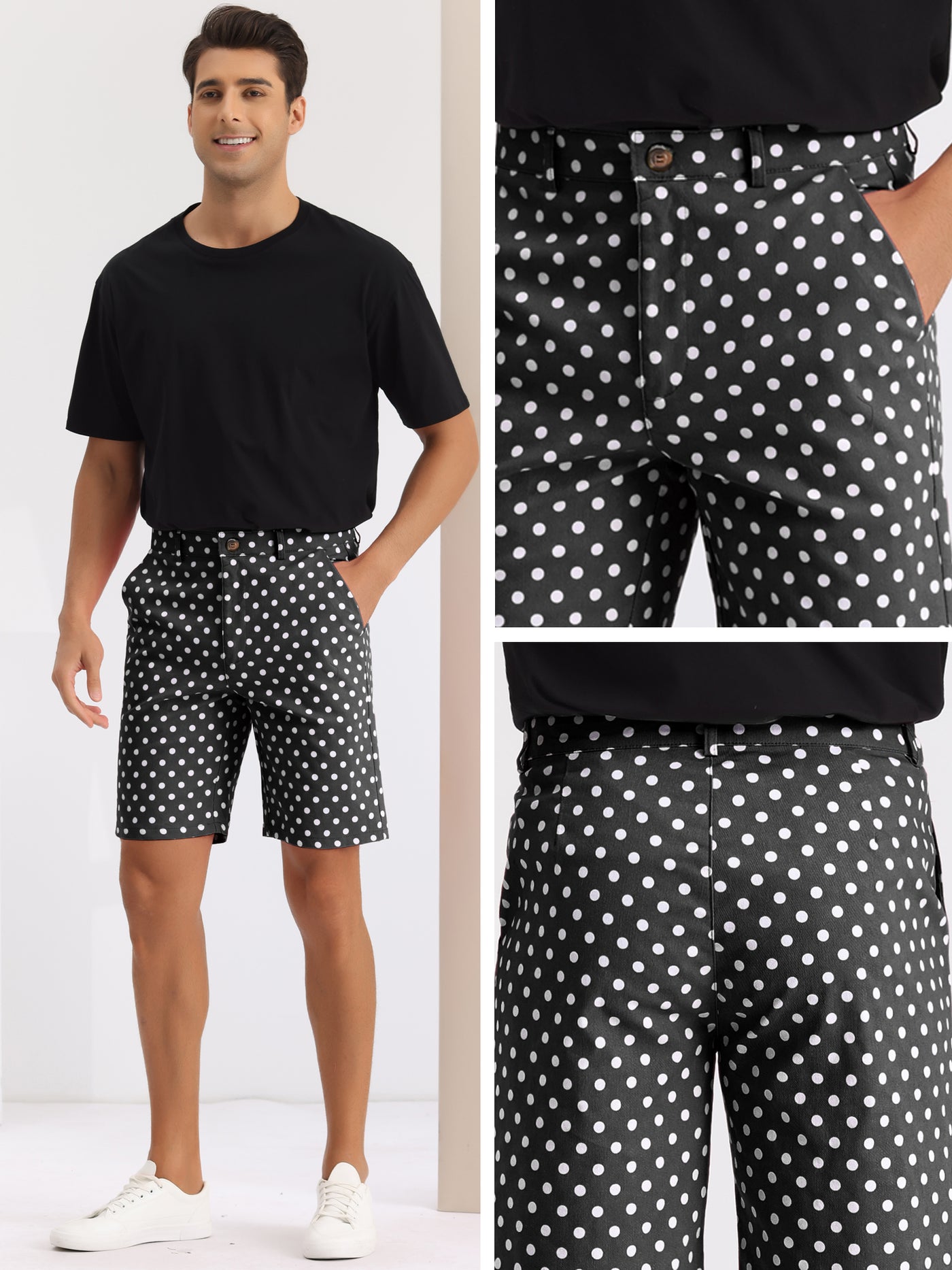 Bublédon Polka Dots Summer Above Knee Printed Golf Shorts