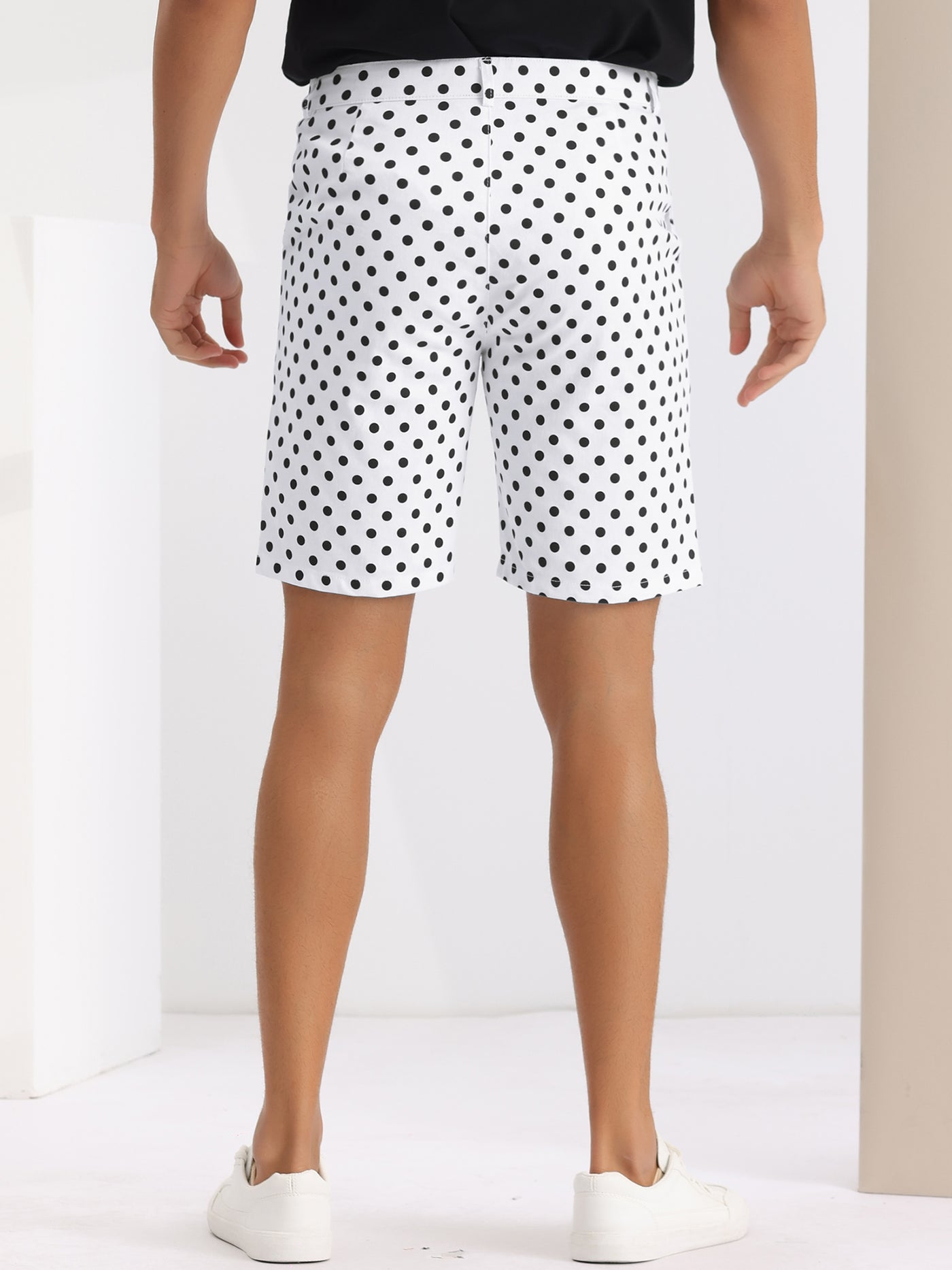 Bublédon Polka Dots Summer Above Knee Printed Golf Shorts
