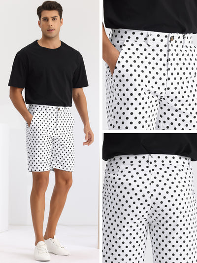 Polka Dots Summer Above Knee Printed Golf Shorts
