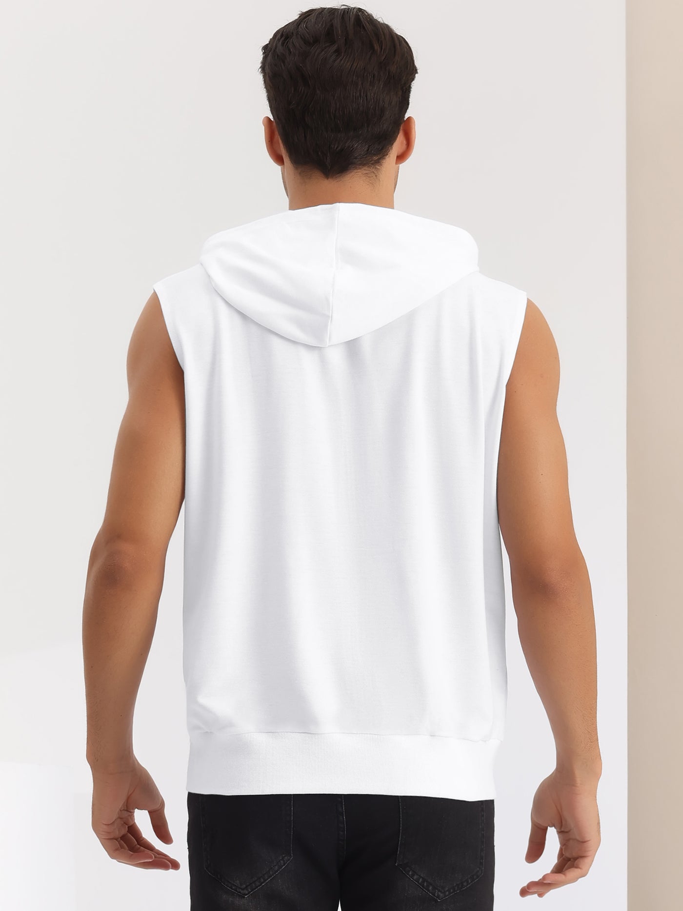 Bublédon Sleeveless Hoodie for Men's Zipper Drawstring Hooded Sweatshirt Vest