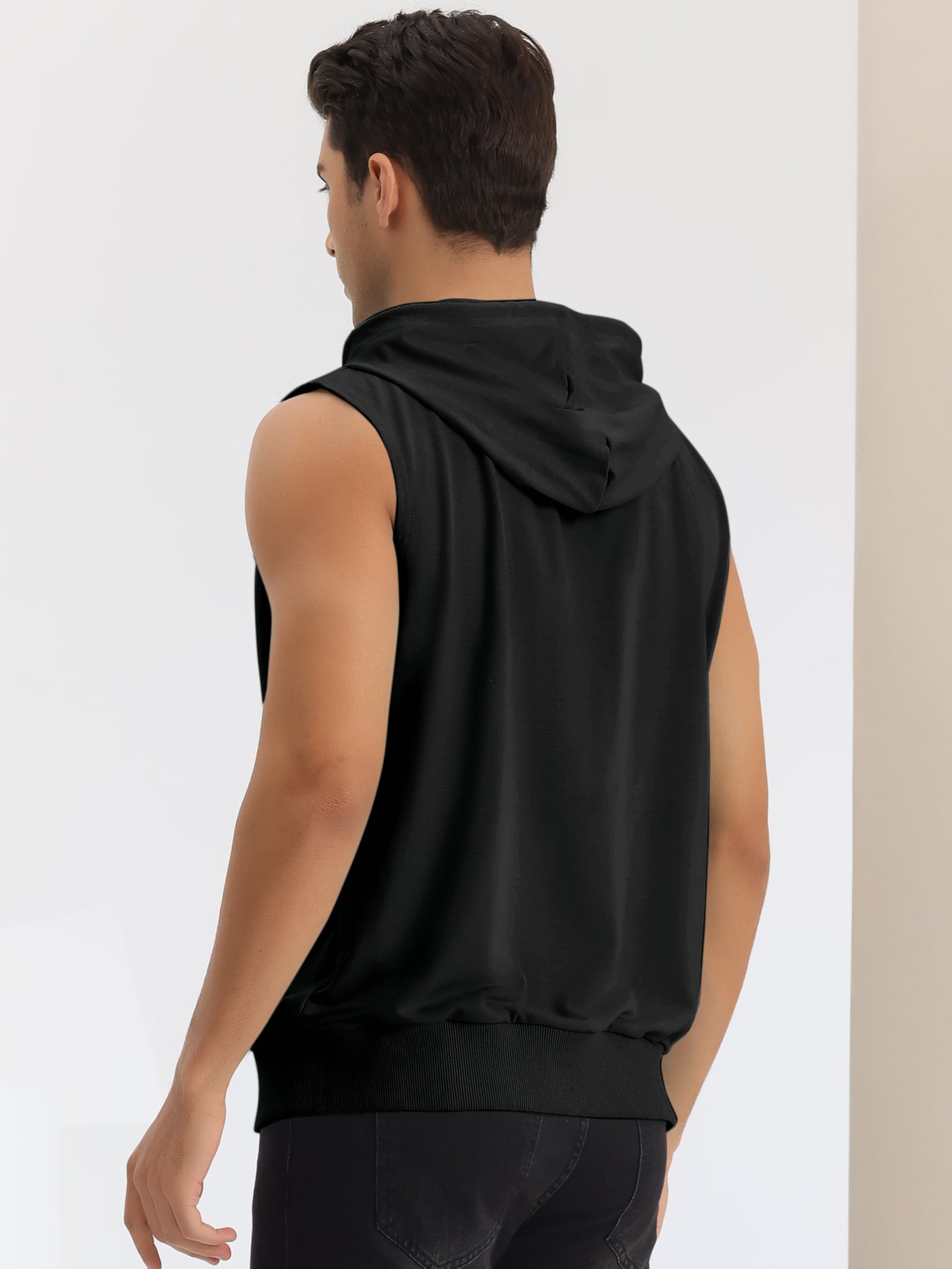 Bublédon Sleeveless Hoodie for Men's Zipper Drawstring Hooded Sweatshirt Vest