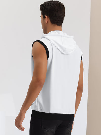 Hoodie Vest for Men's Zip Up Sleeveless Drawstring Hooded Sweatshirt