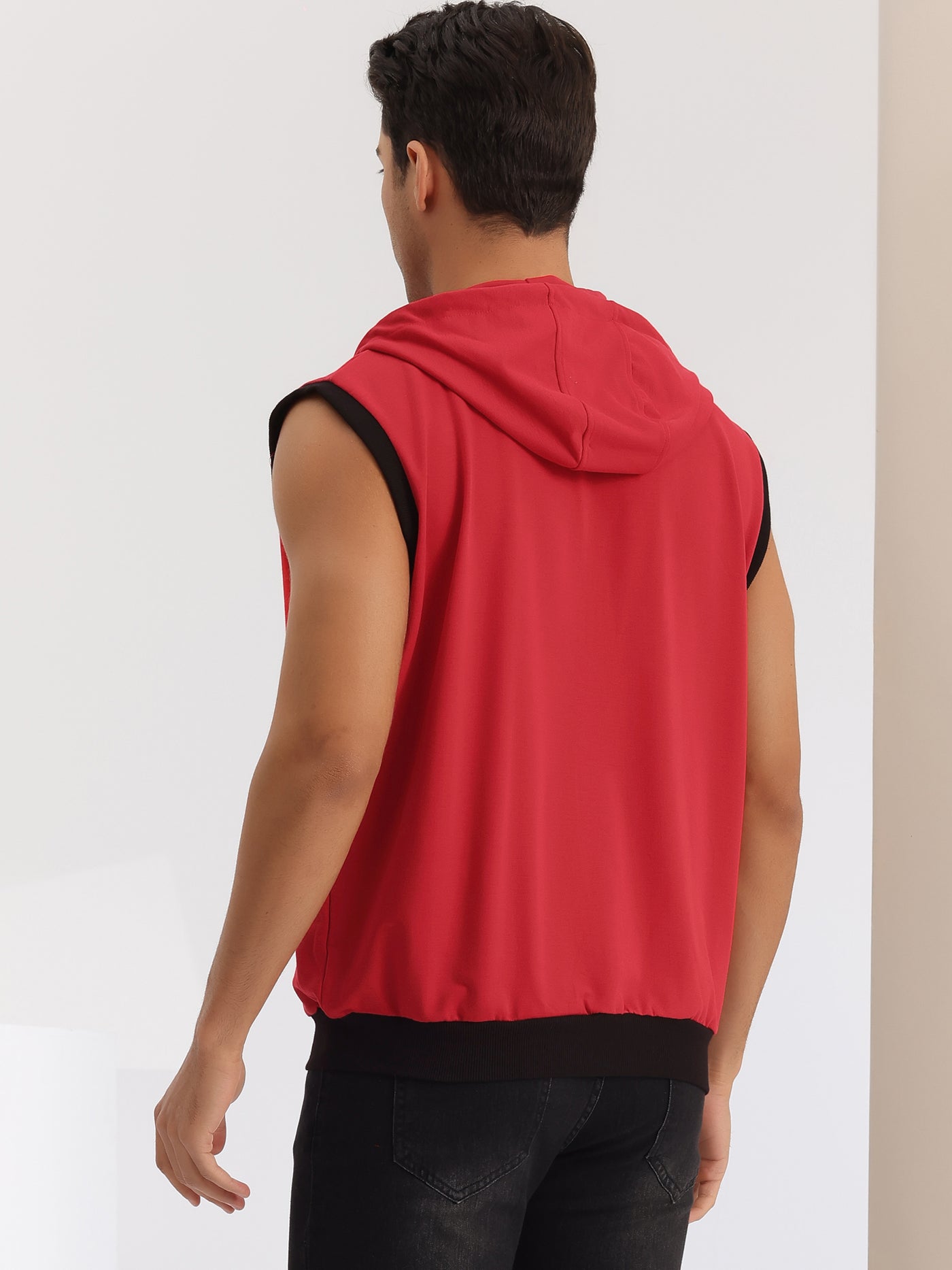 Bublédon Hoodie Vest for Men's Zip Up Sleeveless Drawstring Hooded Sweatshirt