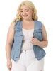 Plus Size V Neck Sleeveless Utility Jean Denim Vest