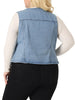 Plus Size V Neck Sleeveless Utility Jean Denim Vest