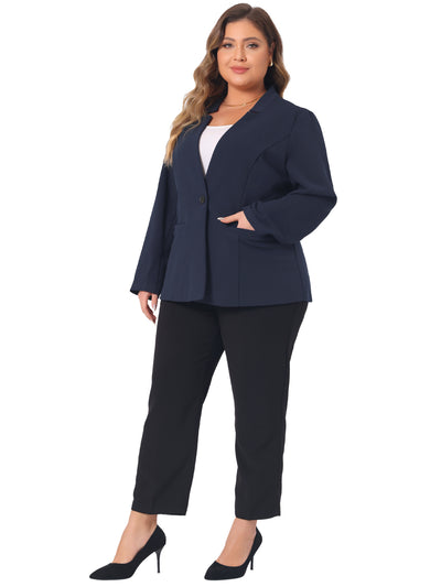 Women's Plus Size Button Long Sleeve Office Work Business Suit Blazer Jacket