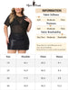 Mesh Top for Women Plus Size Silver Star Print Round Neck Short Sleeve Club Sheer Crop Tops