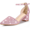 Glitter Pointed Toe Chunky Heel Dress Pumps for Women