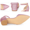 Glitter Pointed Toe Chunky Heel Dress Pumps for Women