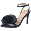 Flower Open Toe Slingback Stiletto Heels Ankle Strap Sandals for Women