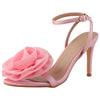 Flower Open Toe Slingback Stiletto Heels Ankle Strap Sandals for Women