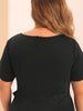 Plus Size Dress for Women Round Neck Short Sleeve Belted Knot Tie Midi Dresses