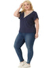 Plus Size Summer T-Shirts For Women Casual Lace V Neck Short Sleeve Tunics Basic Tops Blouses
